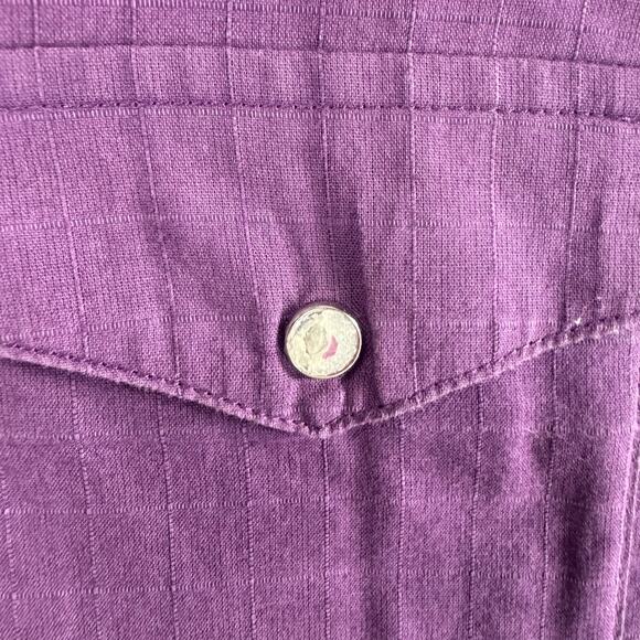 Western Rodeo Shirt Purple Pearl Snap Long Sleeve Arena‎ Shirt Cruel Girl L FLAW - Picture 5 of 10